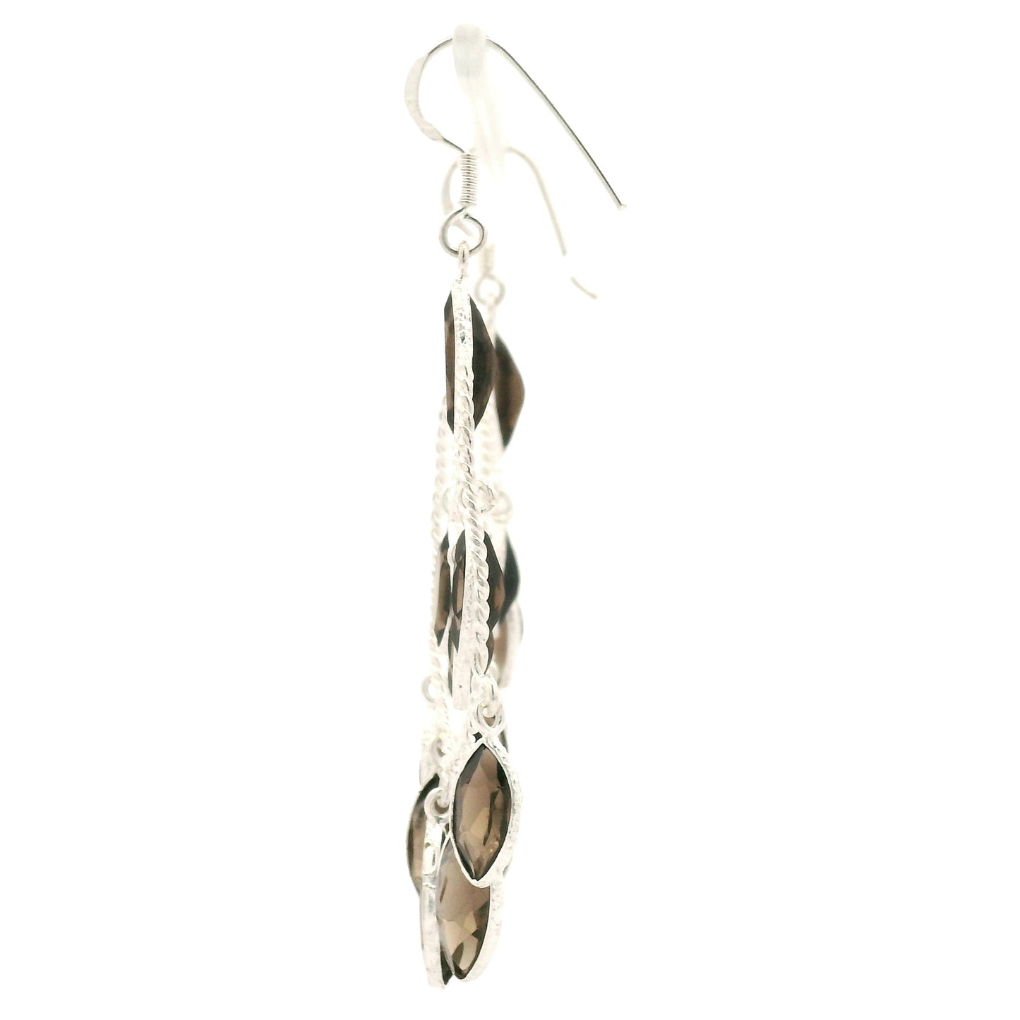 27.10 Ct Smoky Quartz 925 Sterling Silver Earrings