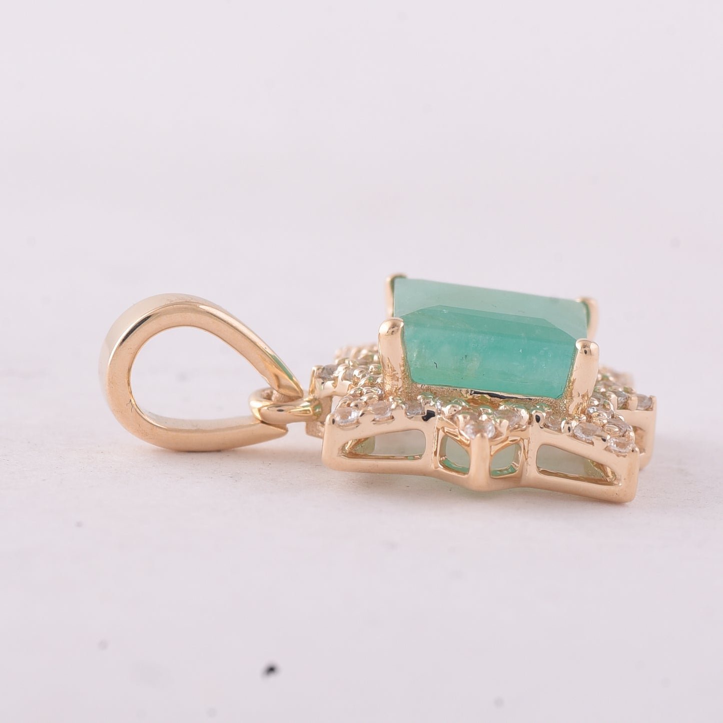 1.16 Ct Square Emerald 9K Gold Pendant