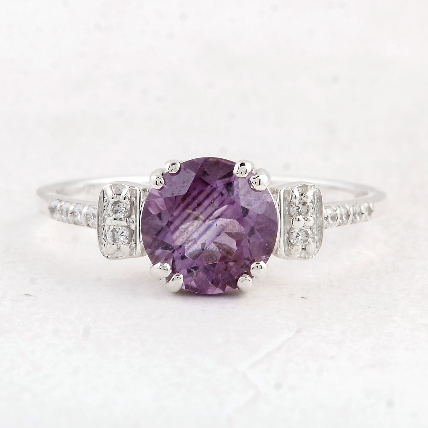 2.02 Ct Round Amethyst 925 Sterling Silver Ring