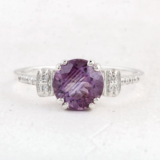 2.02 Ct Round Amethyst 925 Sterling Silver Ring