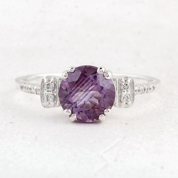 2.02 Ct Round Amethyst 925 Sterling Silver Ring