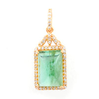 4.68 Ct Cushion Cabochon Cut Natural Tourmaline 14K Gold Pendant