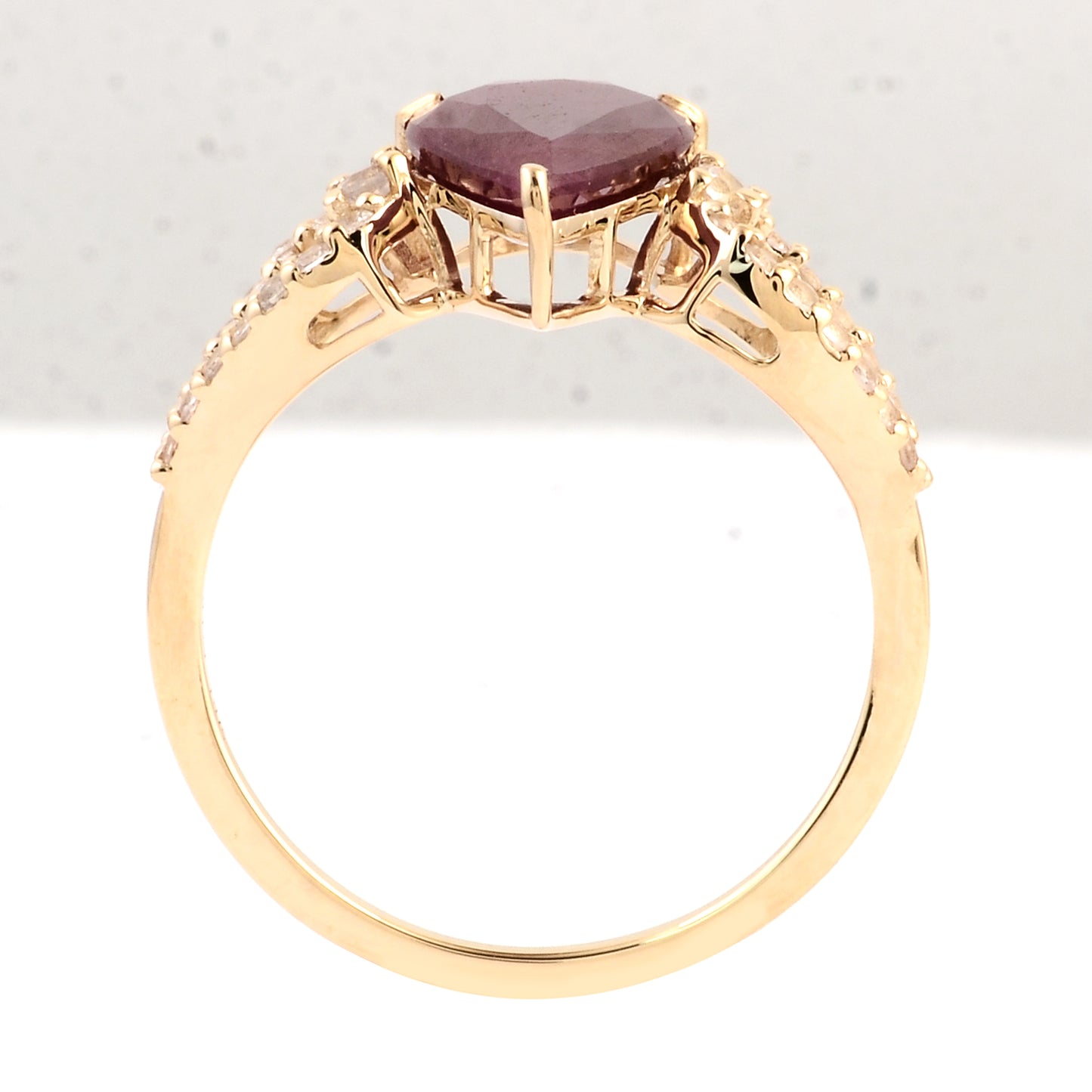 3.29 Ct Pear Ruby 14K Gold Ring