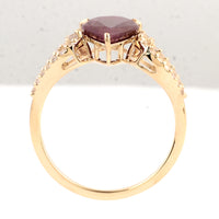 3.29 Ct Pear Ruby 14K Gold Ring