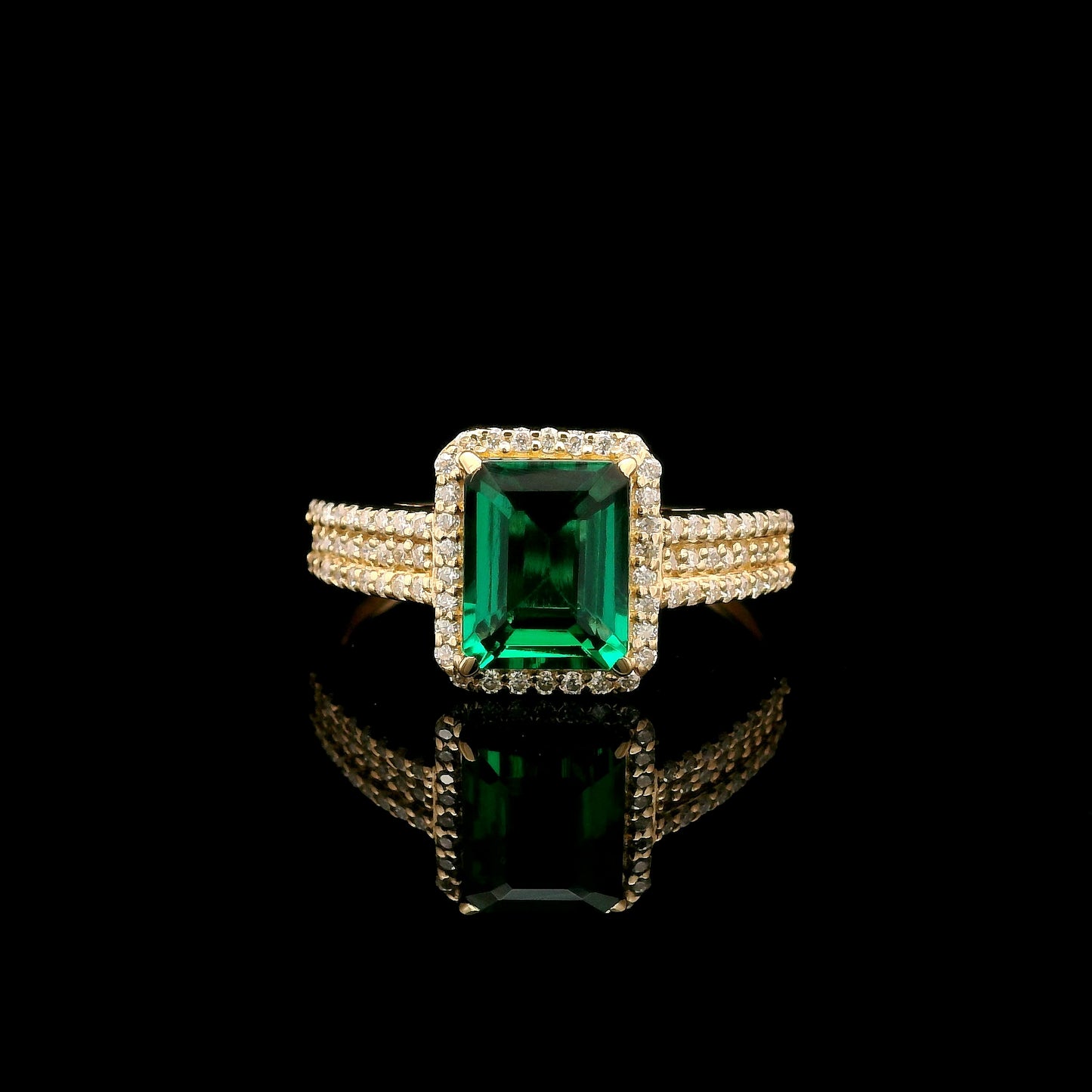 1.85 Ct Emerald Cut Lab Grown Emerald 14K Gold Ring