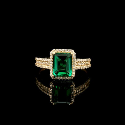 1.85 Ct Emerald Cut Lab Grown Emerald 14K Gold Ring