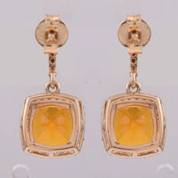 2.15 Ct Cushion Mixed Cut Natural Fire Opal 14K Gold Earrings
