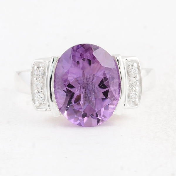 4.27 Ct Oval Amethyst 925 Sterling Silver Ring