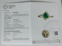 1.31 Ct Pear Mixed Cut Natural Beryl Emerald 14K Gold Ring