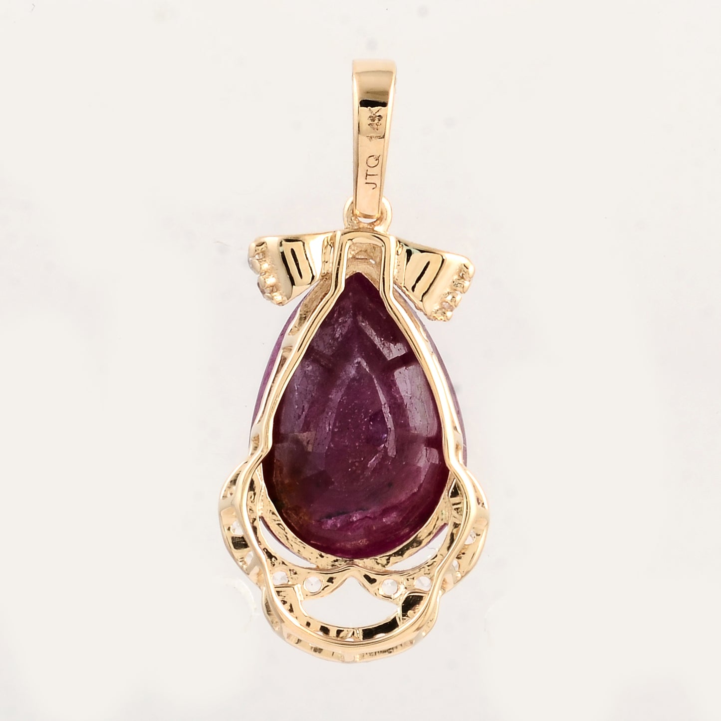 3.71 Ct Pear Ruby 14K Gold Pendant