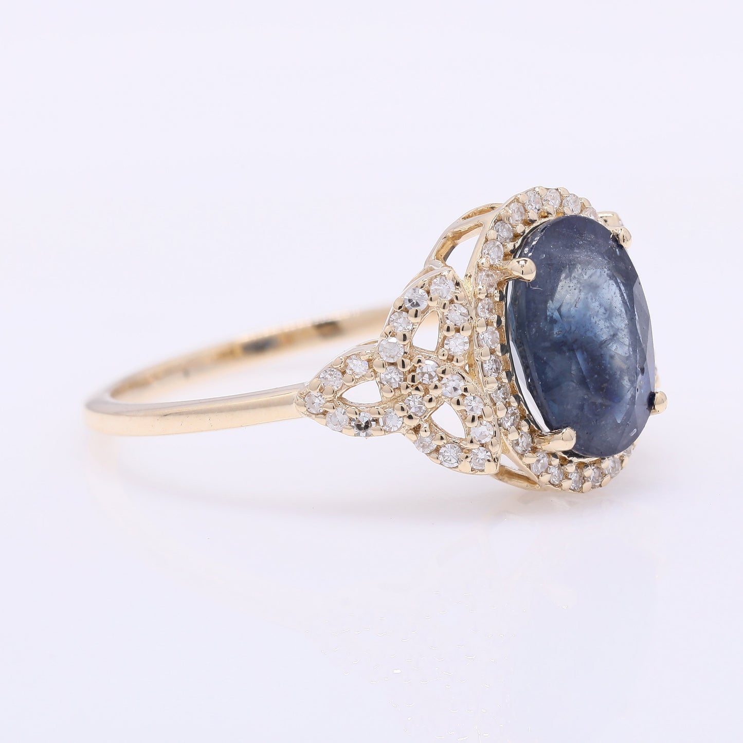 2.72 Ct Oval Mixed Cut Natural Sapphire 14K Gold Ring