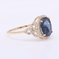 2.72 Ct Oval Mixed Cut Natural Sapphire 14K Gold Ring