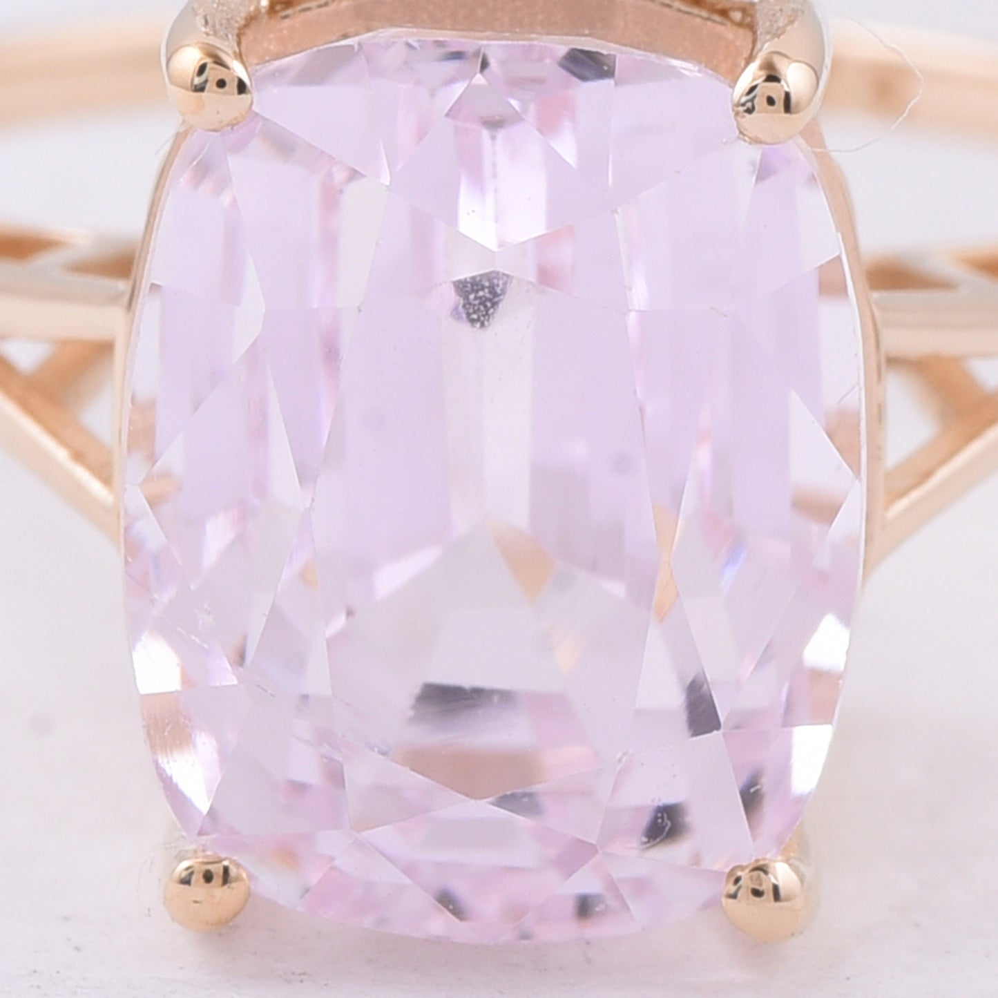 8.31 Ct Cushion Natural Kunzite 14K Gold Ring