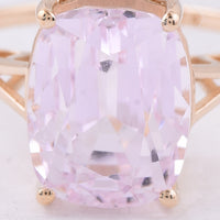 8.31 Ct Cushion Natural Kunzite 14K Gold Ring
