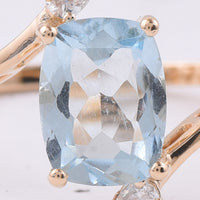 1.28 Ct Cushion Natural Aquamarine 14K Gold Ring