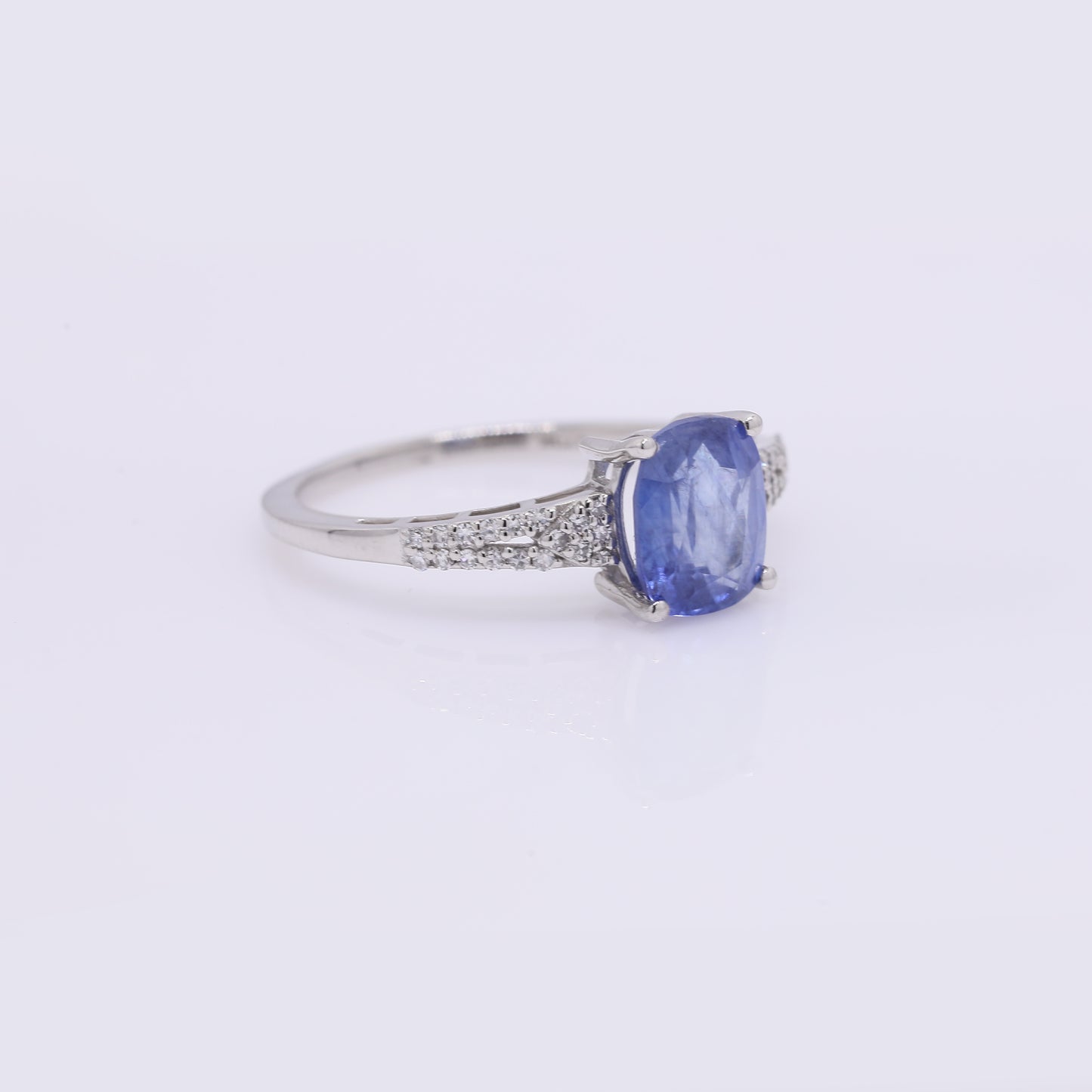 2.17 Ct Cushion Mixed Cut Natural Sapphire 950 Platinum Ring