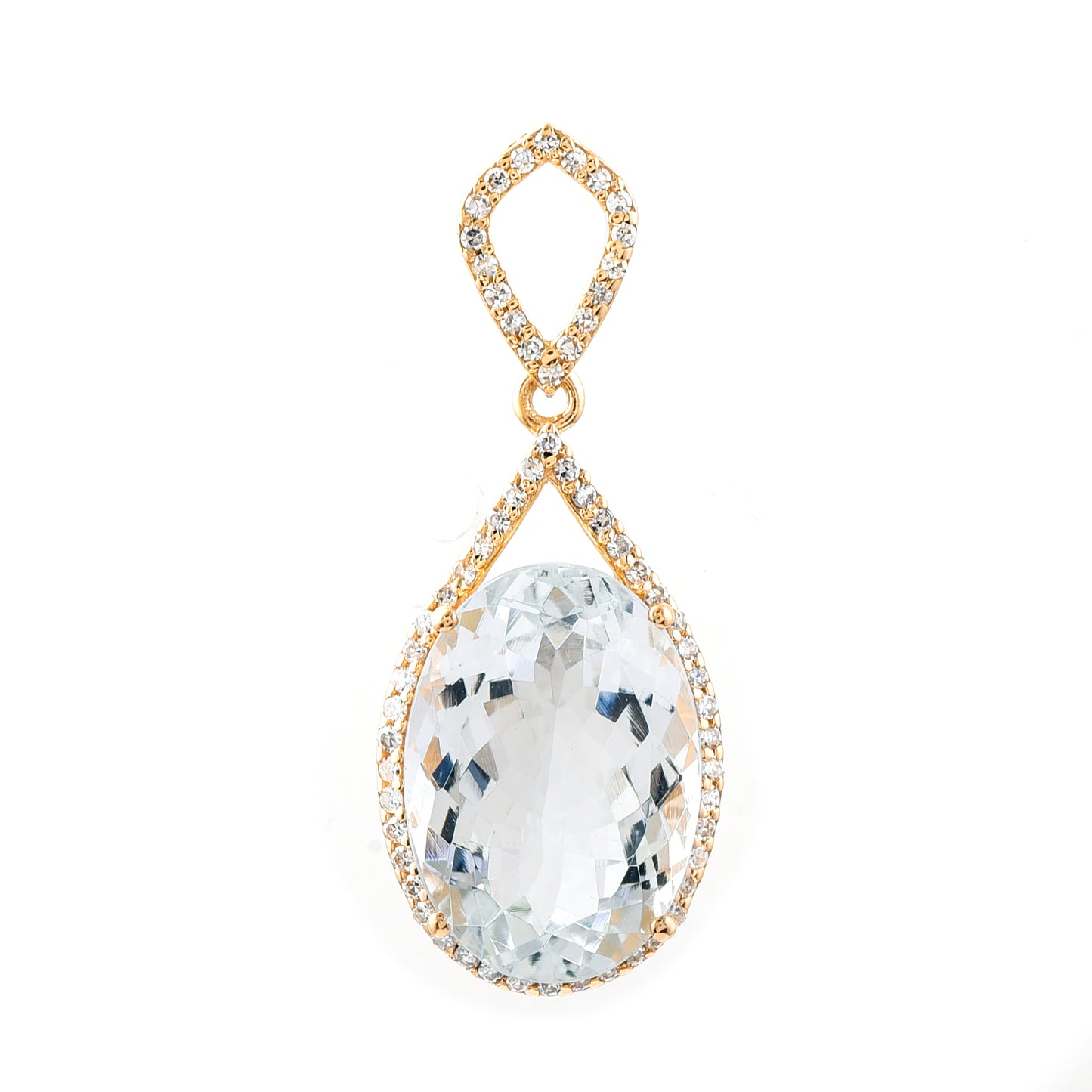 5.21 Ct Oval Mixed Cut Natural Aquamarine 14K Gold Pendant