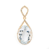 5.21 Ct Oval Mixed Cut Natural Aquamarine 14K Gold Pendant