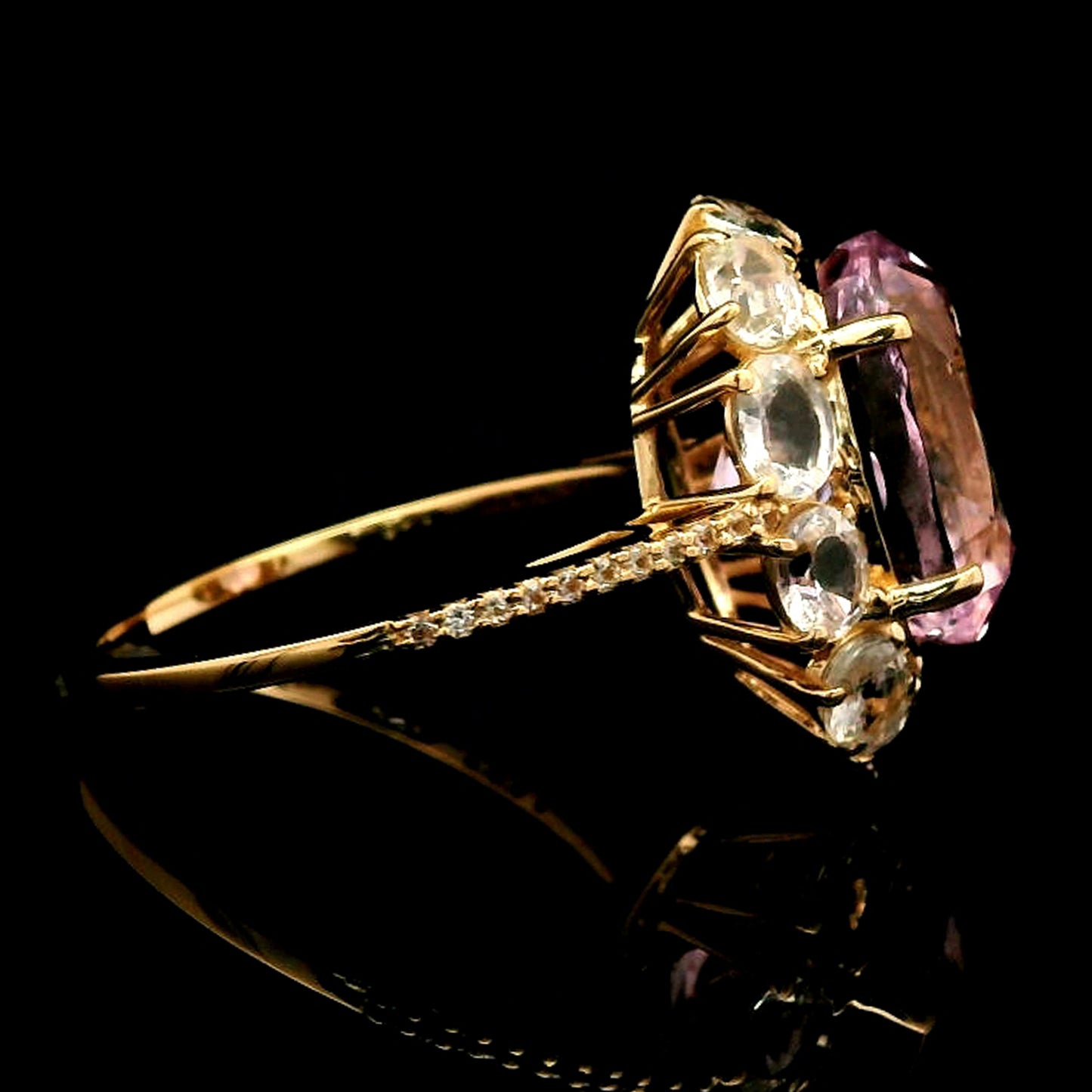 8.01 Ct Oval Kunzite 14K Gold Ring