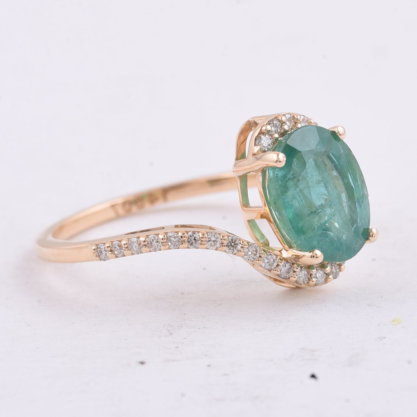 2.01 Ct Oval Natural Emerald 14K Gold Ring