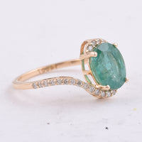 2.01 Ct Oval Natural Emerald 14K Gold Ring