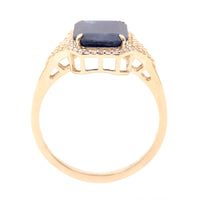 3.34 Ct Octagon Natural Sapphire 14K Gold Ring