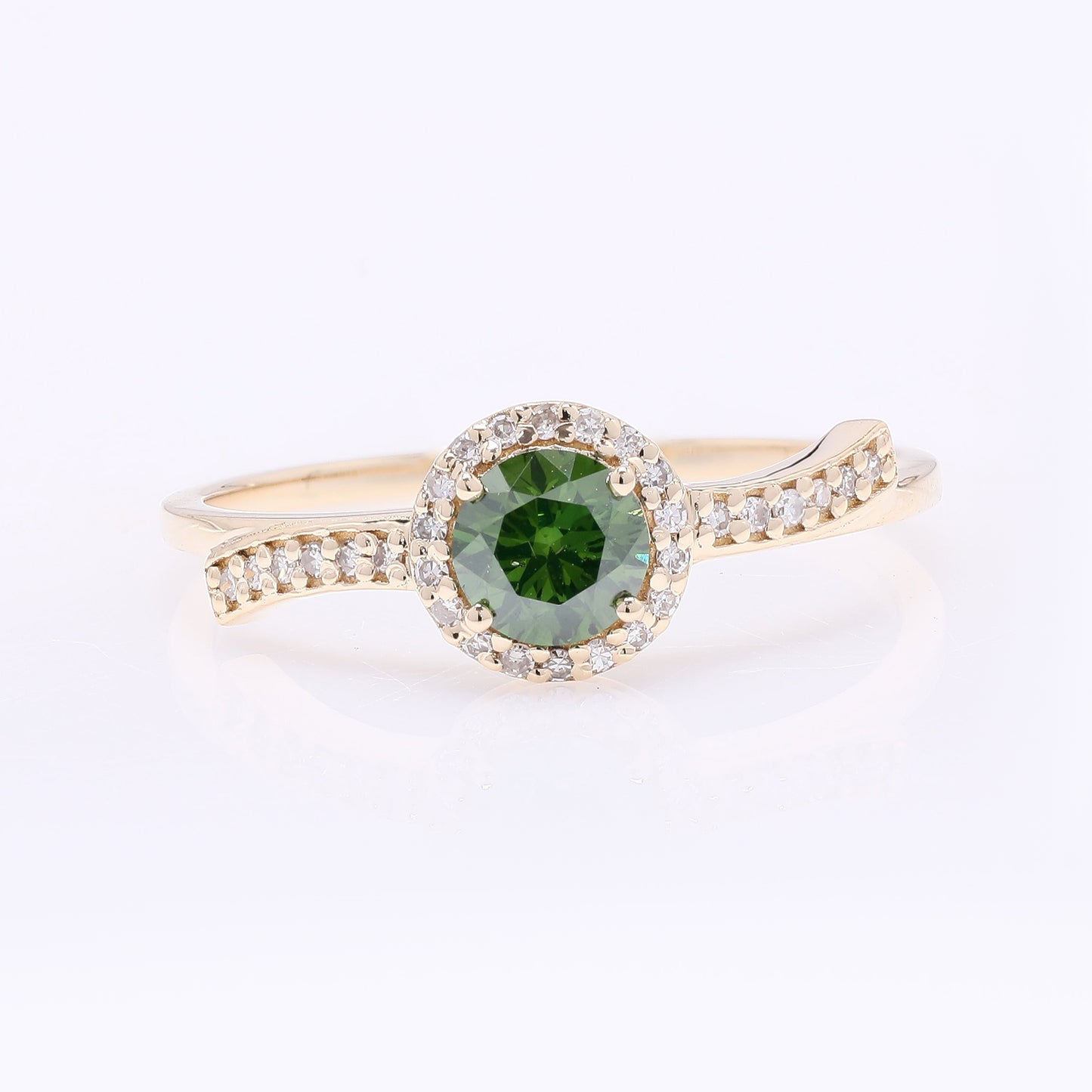 0.56 Ct Round Green Diamond 14K Gold Ring