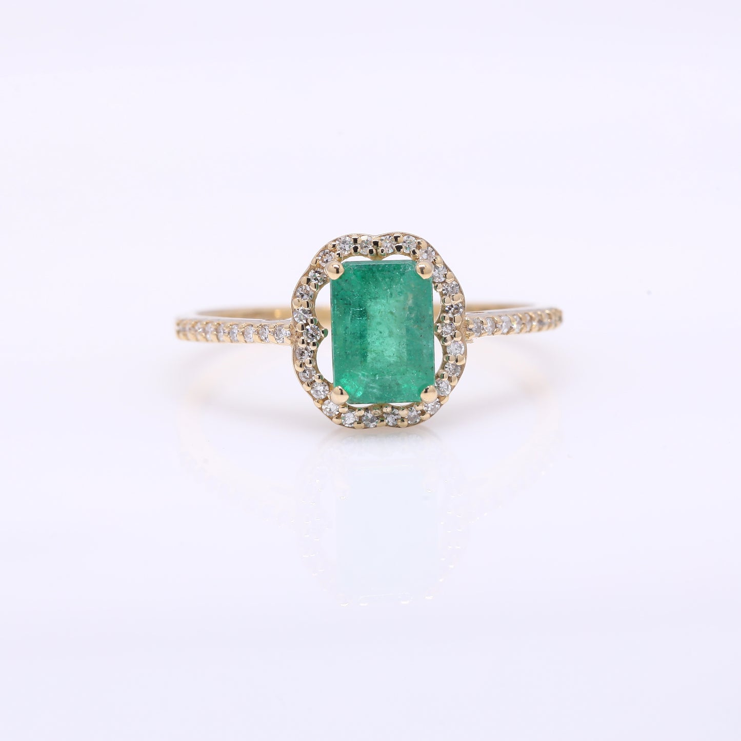 1.24 Ct Octagon Step Cut Natural Emerald 14K Gold Ring