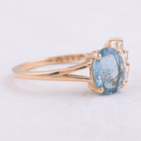 1.34 Ct Oval Natural Aquamarine 14K Gold Ring