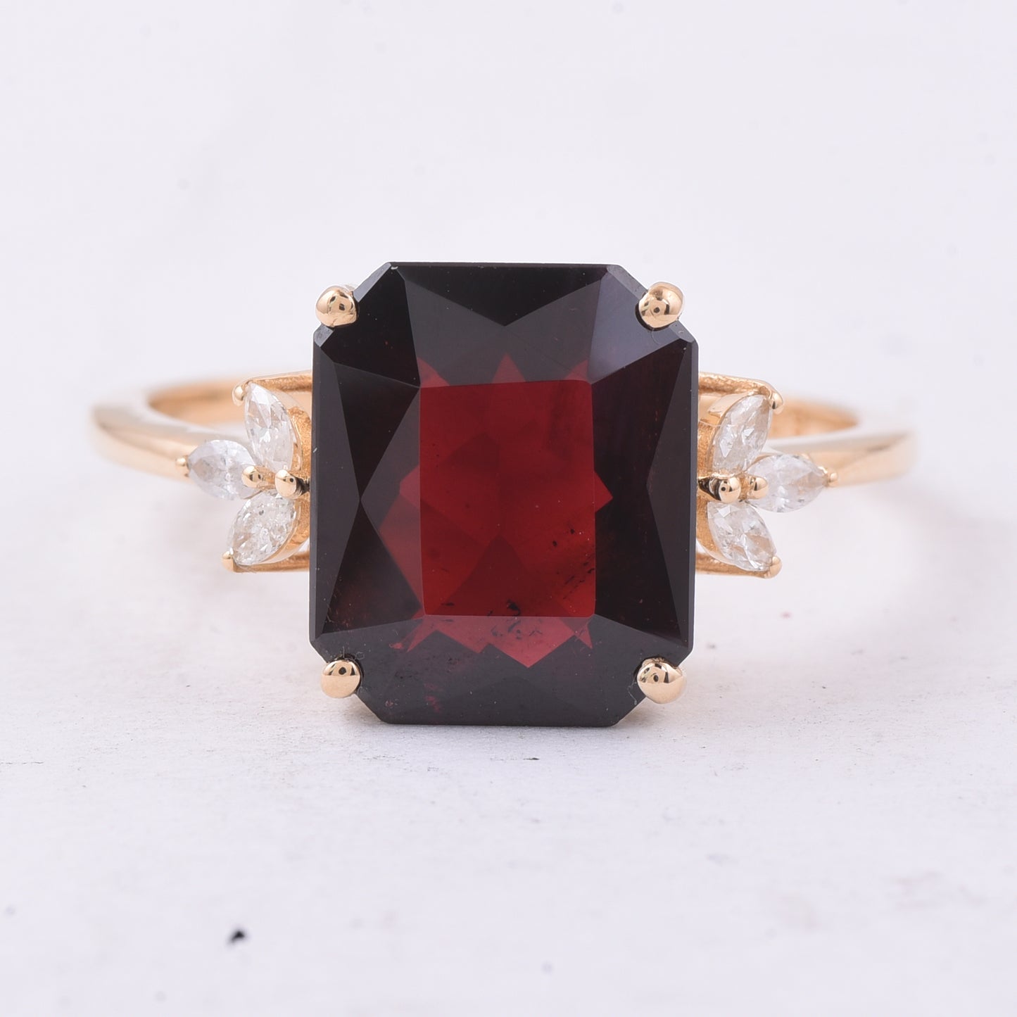 4.34 Ct Octagon Natural Garnet 14K Gold Ring
