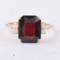 4.34 Ct Octagon Natural Garnet 14K Gold Ring