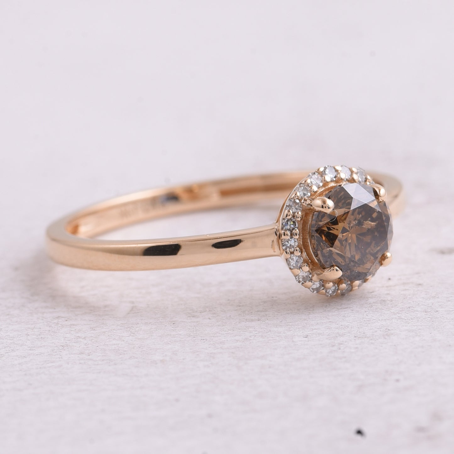 0.75 Ct Round Dark Brown Diamond 14K Gold Ring