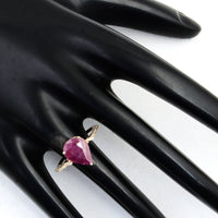 2.99 Ct Pear Mixed Cut Natural Corundum Ruby 14K Gold Ring