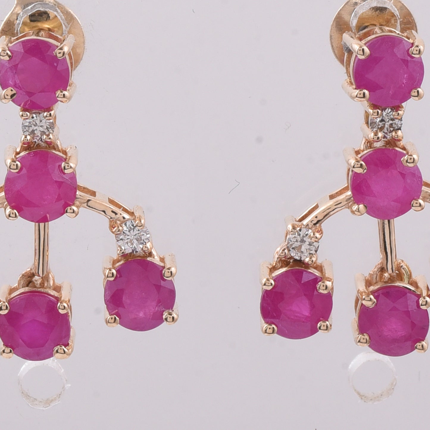 2.73 Ct Round Natural Ruby 14K Gold Earrings