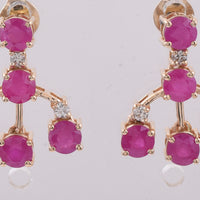 2.73 Ct Round Natural Ruby 14K Gold Earrings