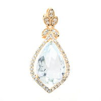 2.24 Ct Pear Mixed Cut Natural Aquamarine 14K Gold Pendant