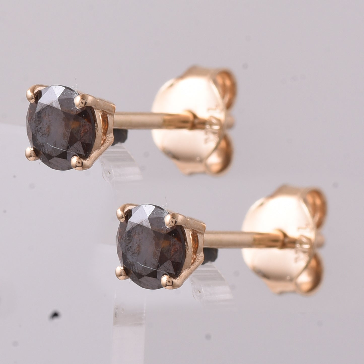 0.54 Ct Round Brown Diamond 14K Gold Earrings