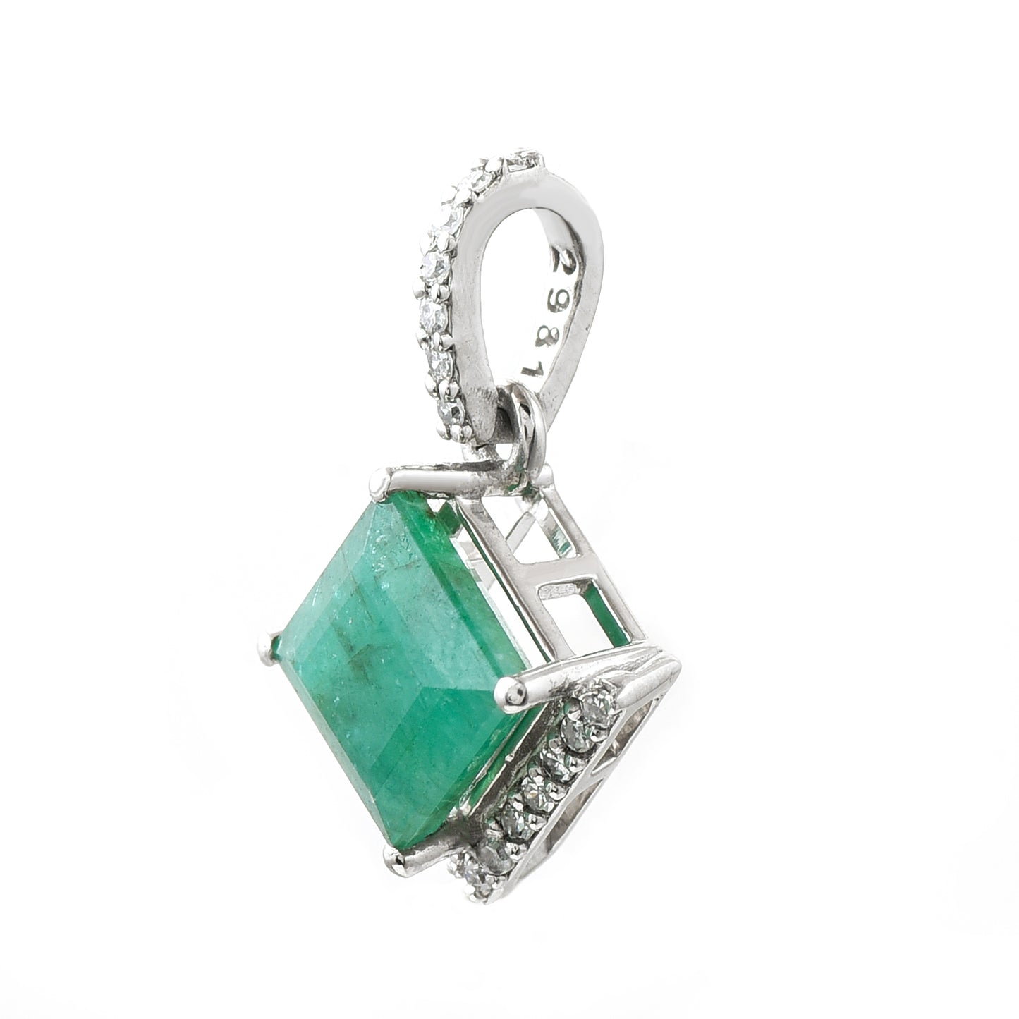 1.10 Ct Square Emerald 950 Platinum Pendant