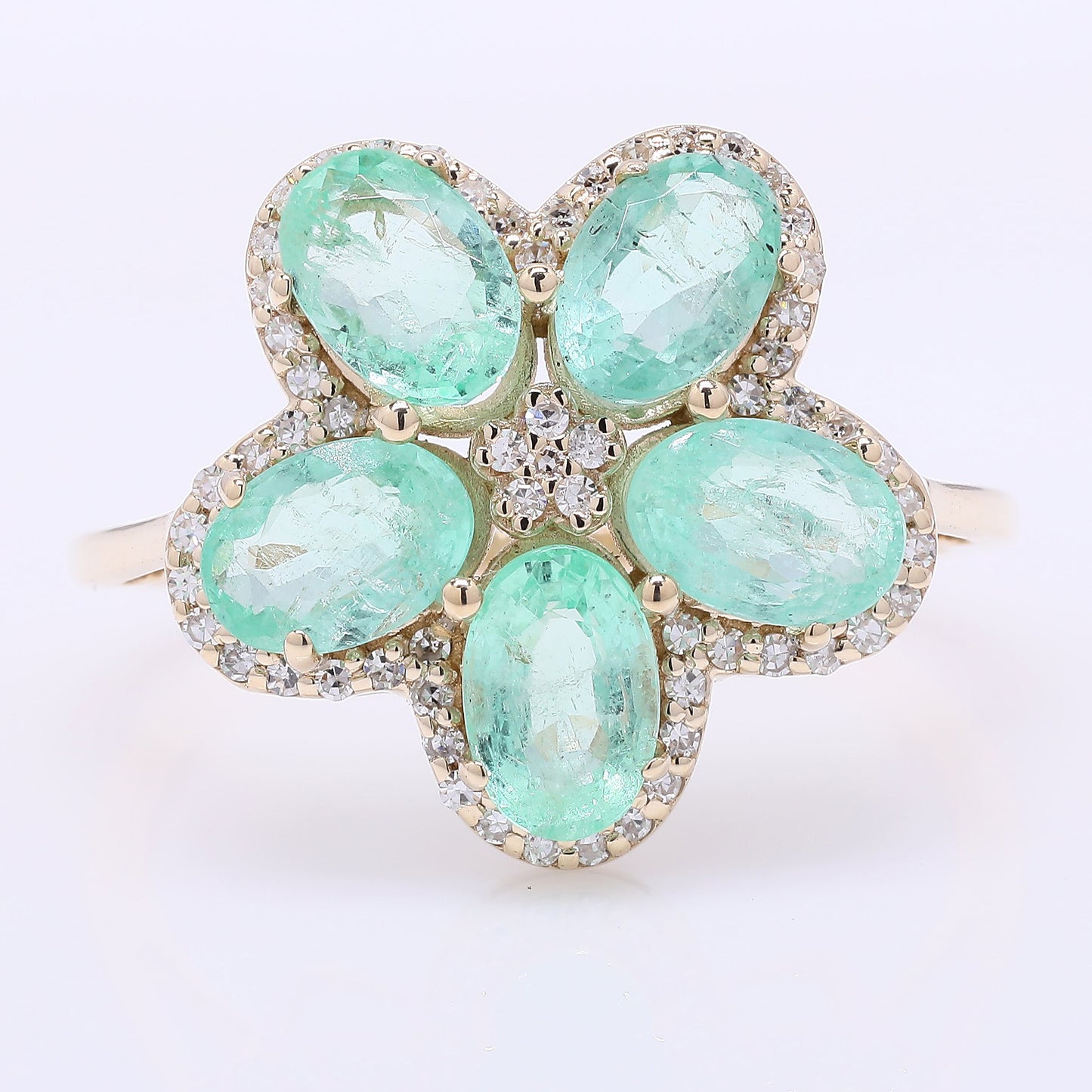 2.69 Ct Oval Mixed Cut Natural Emerald 14K Gold Ring