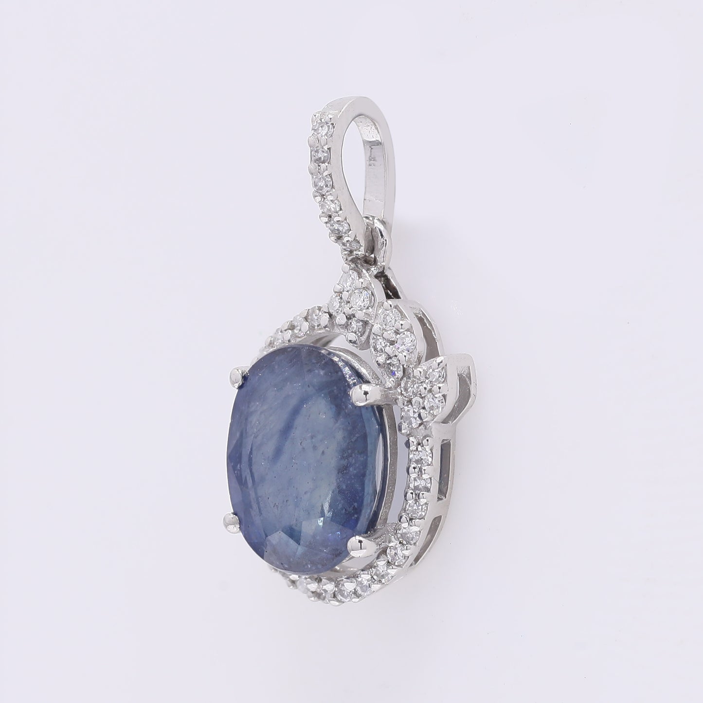 2.79 Ct Oval Mixed Cut Natural Sapphire 950 Platinum Pendant