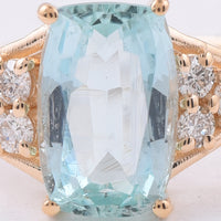 1.79 Ct Cushion Natural Green Beryl 14K Gold Ring