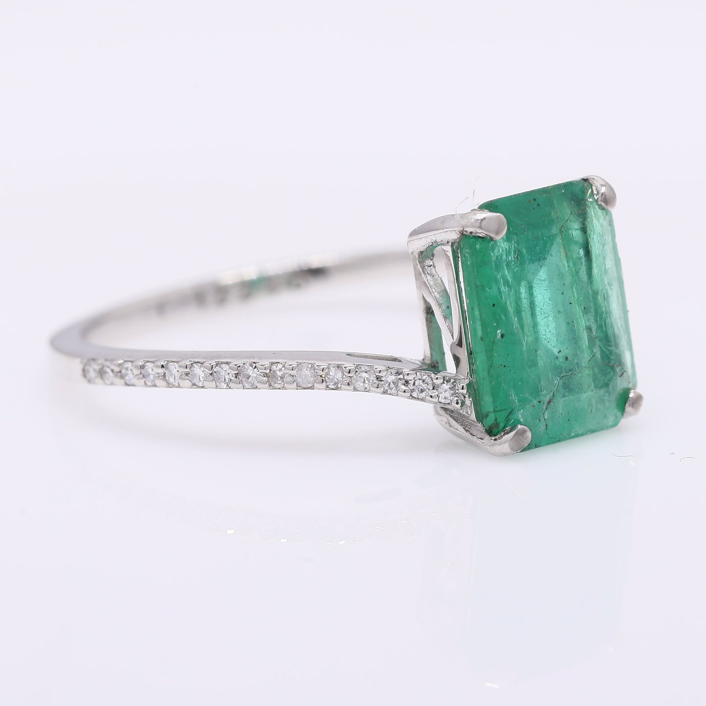 2.50 Ct Octagon Step Cut Natural Emerald 950 Platinum Ring