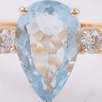2.24 Ct Pear Natural Aquamarine 14K Gold Ring