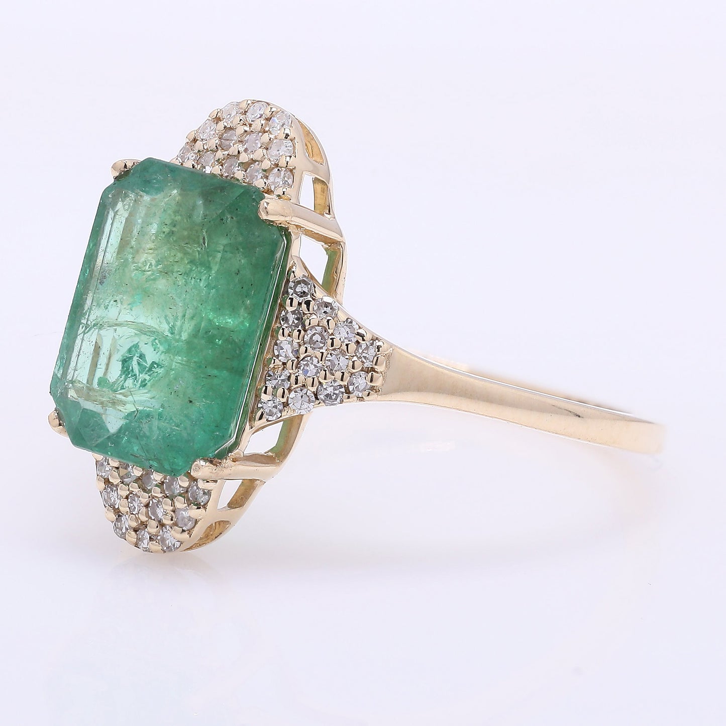 2.60 Ct Octagon Step Cut Natural Emerald 14K Gold Ring