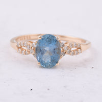 1.26 Ct Oval Natural Aquamarine 14K Gold Ring
