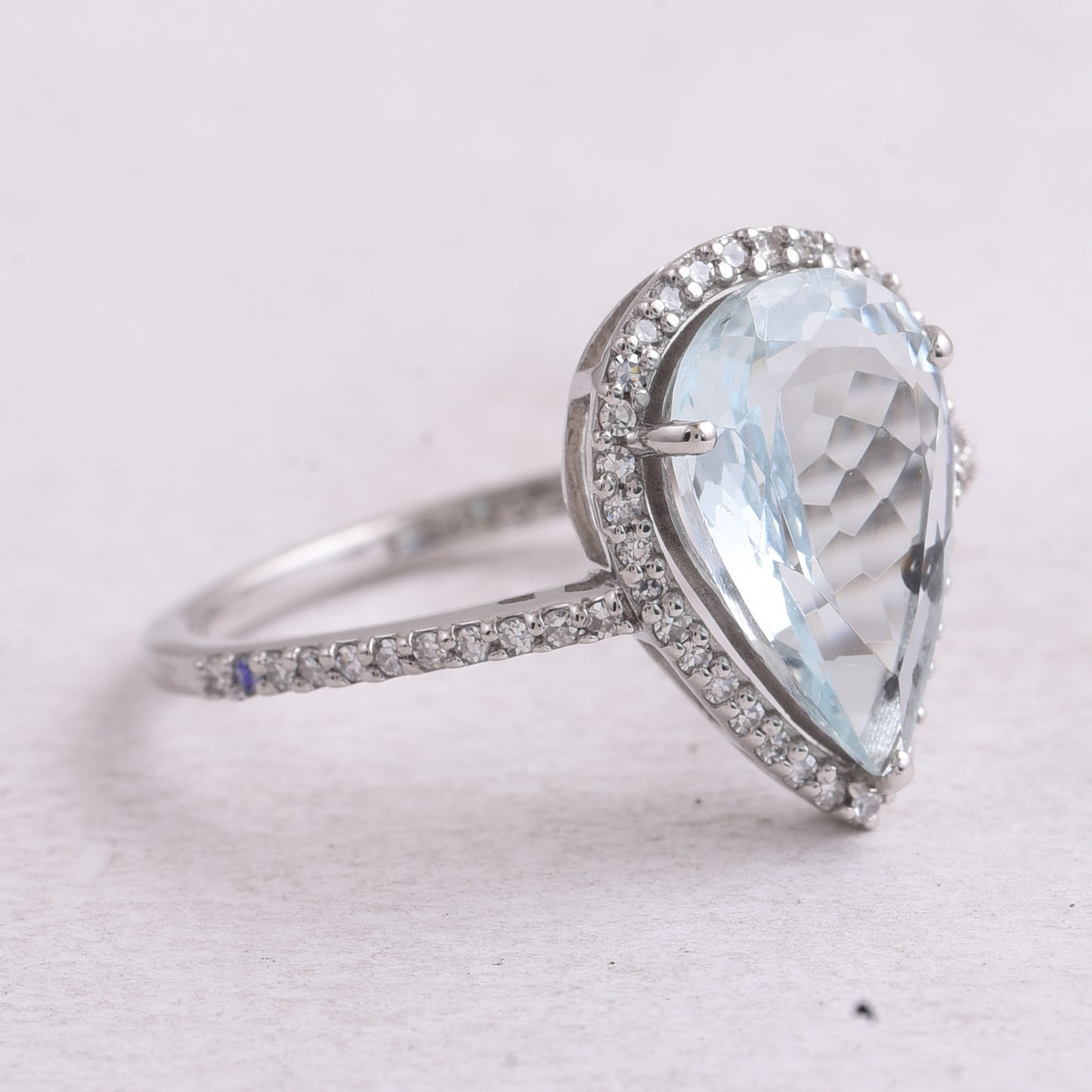 2.32 Ct Pear Mixed Cut Natural Aquamarine 950 Platinum Ring