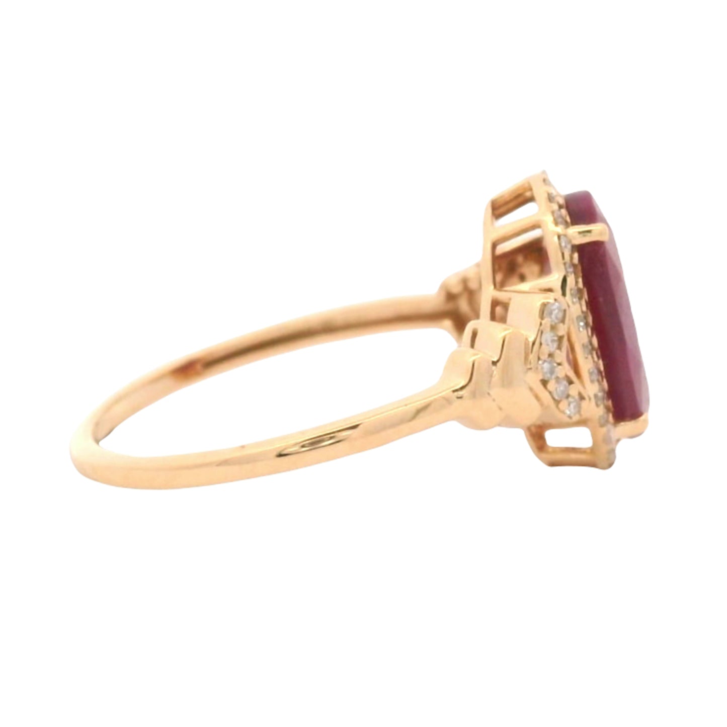 2.74 Ct Oval Mixed Cut Natural Corundum Ruby 14K Gold Ring
