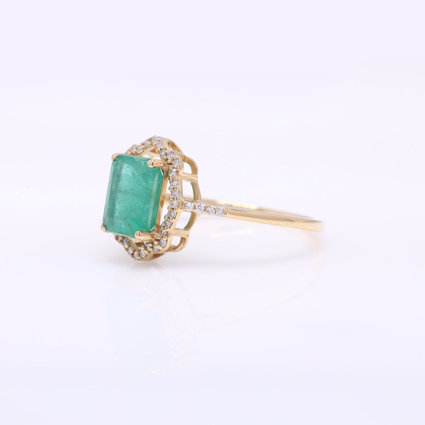 1.97 Ct Octagon Step Cut Natural Emerald 14K Gold Ring