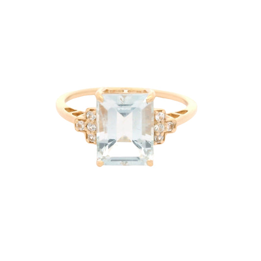 2.50 Ct Octagon Aquamarine 14K Gold Ring