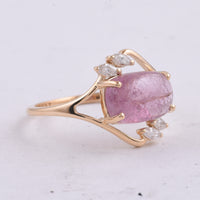 3.18 Ct Cushion Cabochon Cut Natural Spinel 14K Gold Ring